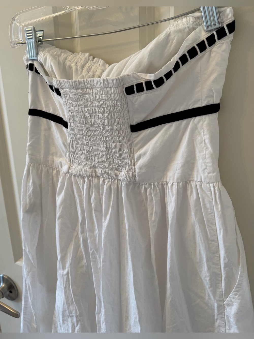 Maeve/Anthropologie Bustier Wide Leg Jumpsuit in White/Black, Size 4 - Picture 9 of 11